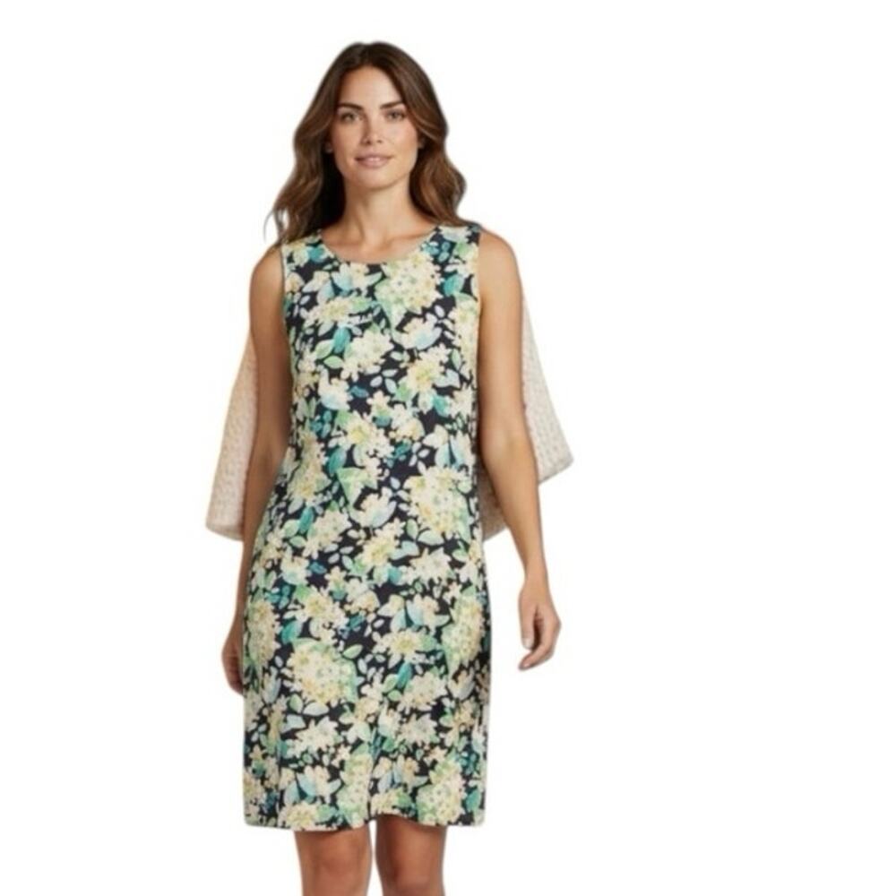J.Jill M Blue Red Floral Sleeveless Stretch Shift Dress Women’s Medium